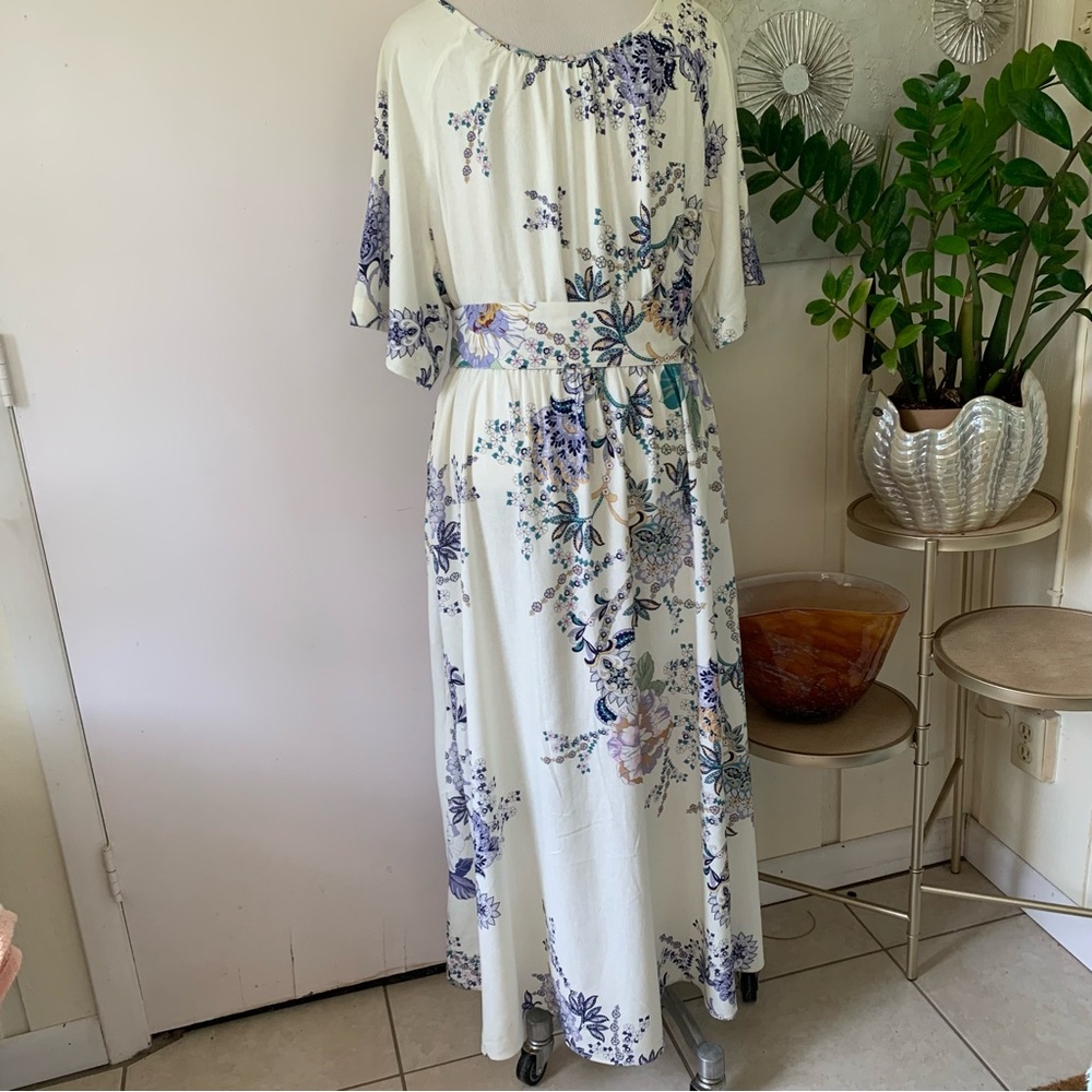 NWT Calypso St. Barth Linen blend  printed maxi belted dress size L - Picture 4 of 13